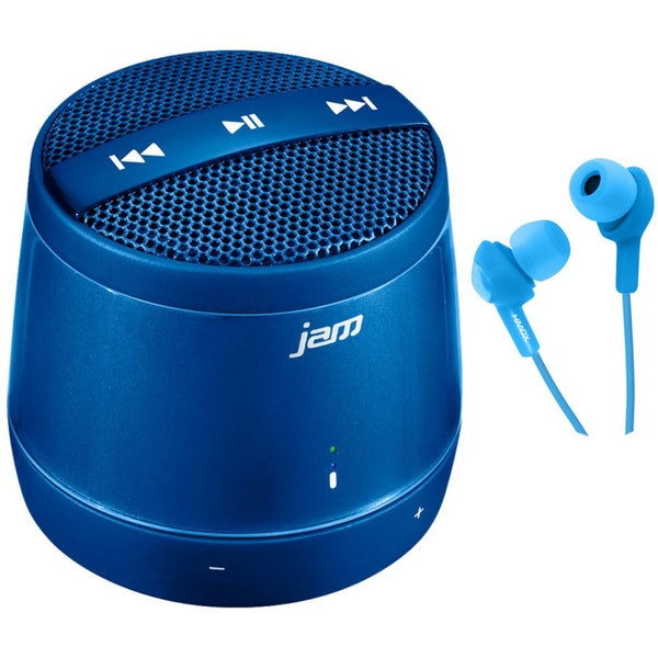 JAM Touch Wireless Speaker blauw met oordopjes