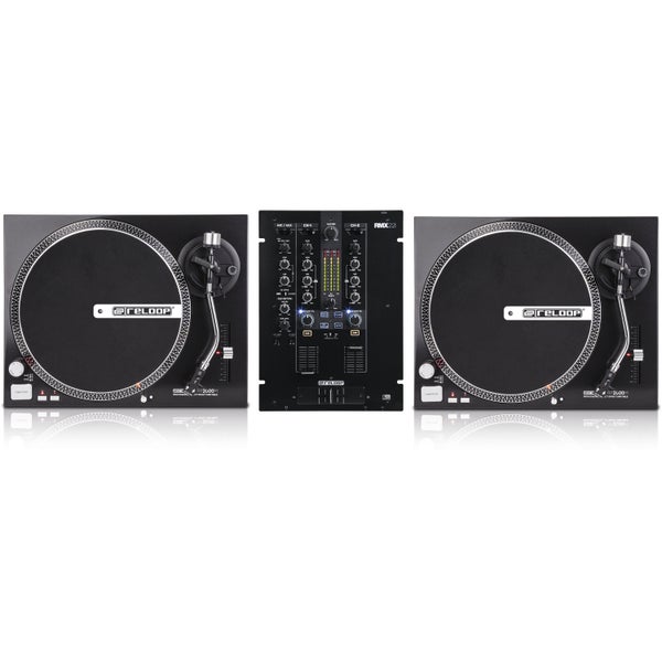 Reloop 2x RP-2000M draaitafel + RMX-22i DJ mixer DJ set