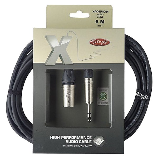 Stagg XAC6PSXM audiokabel XLR male - jack male stereo 6 meter