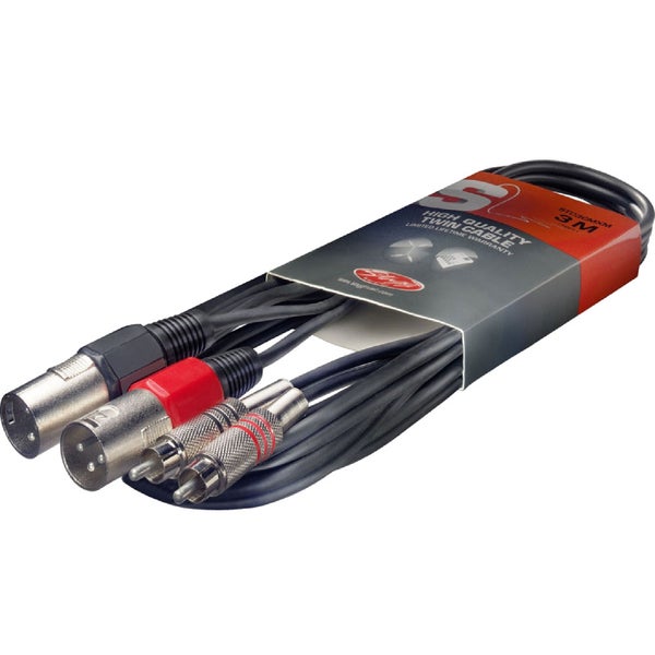 Stagg STC3CMXM 2x XLR naar 2x RCA verloopkabel 3 meter