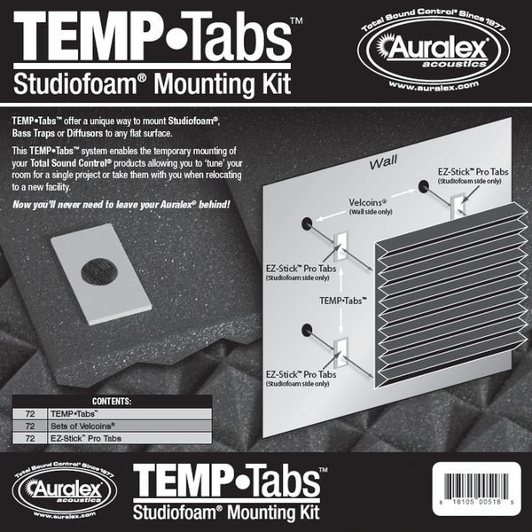 Auralex TEMP-Tabs montagekit voor Studiofoam