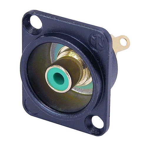 Neutrik NF2D-B-5 RCA zwart chassisdeel groen