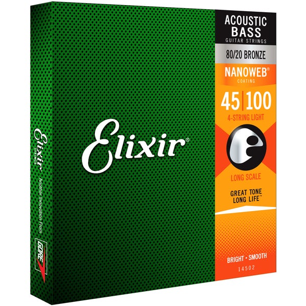 Elixir 14502 Acoustic Bass 80/20 Bronze Nanoweb Light 45-100
