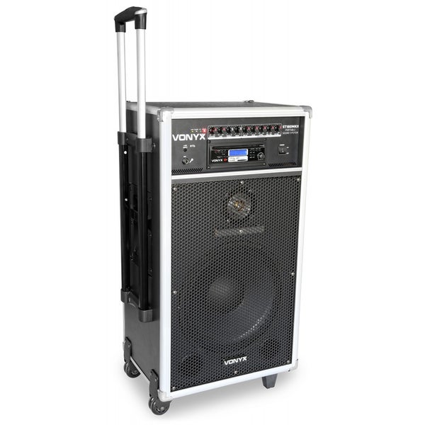 Vonyx ST-180 mobiele accu luidspreker met microfoons