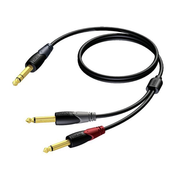 Procab CLA721 Classic 1x stereo jack - 2x mono jack verloop 1.5m