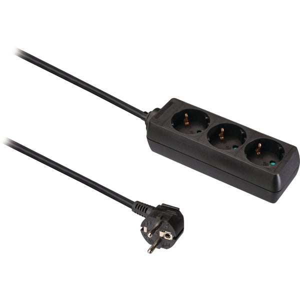 Valueline 3-voudige schuko-stekkerdoos zwart met 3m kabel