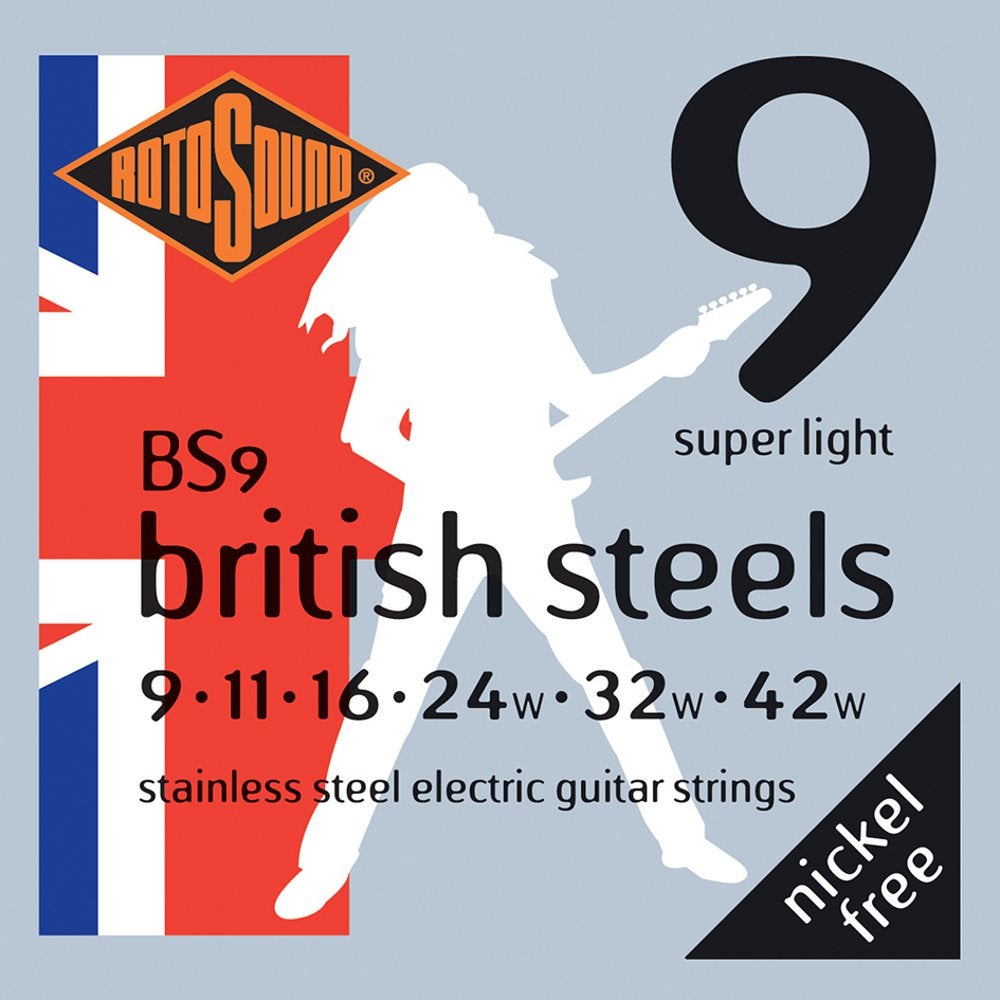 Rotosound BS9 British Steels strängset till elgitarr 009-042