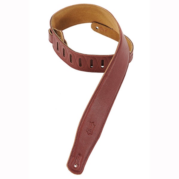 Levys Leathers M26GF-BRG gevoerd lederen gitaarband, bordeaux