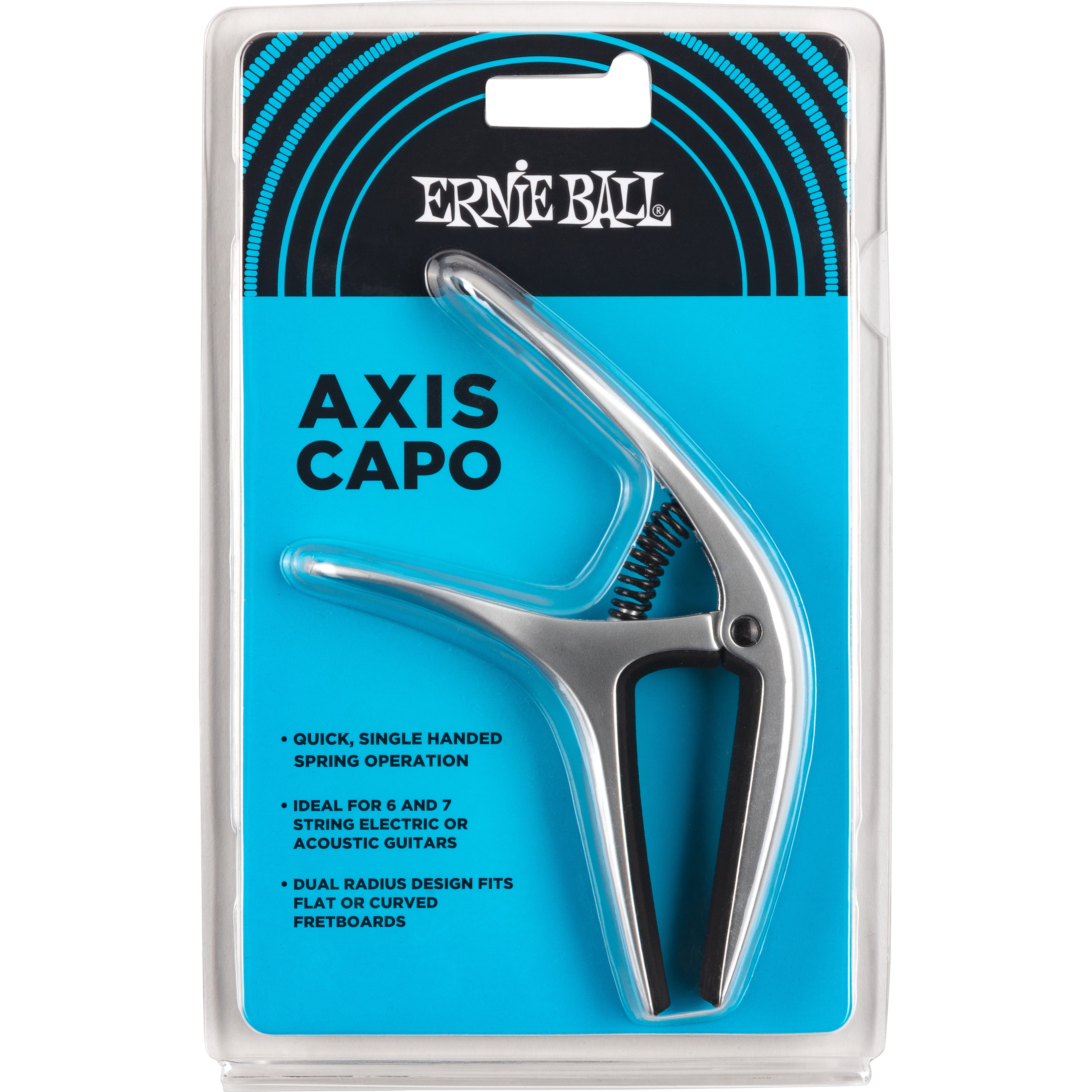 Ernie Ball 9601 Axis Capo Silver universele capo
