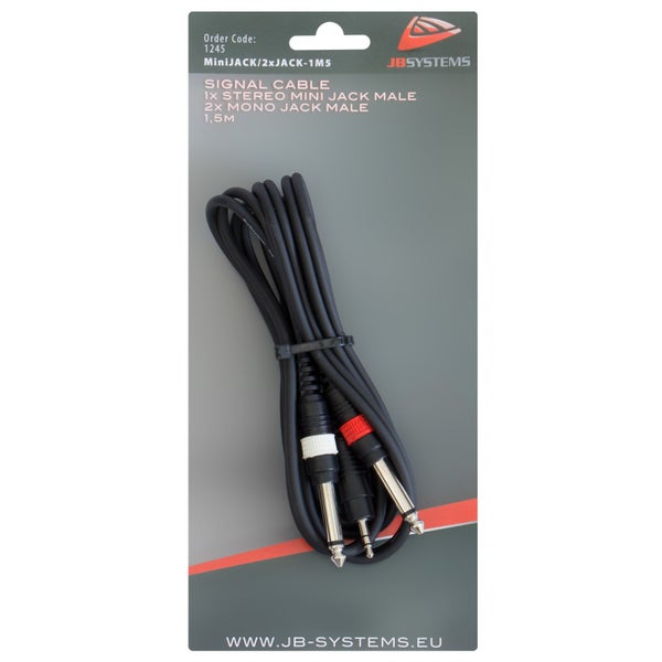JB systems miniJACK/2xJACK-1M5 3.5mm stereo-2x TS jack male 1.5m