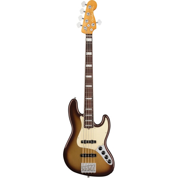Fender American Ultra Jazz Bass V Mocha Burst RW met koffer