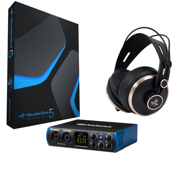 Presonus Studio One 5.5 Pro met audio interface en hoofdtelefoon