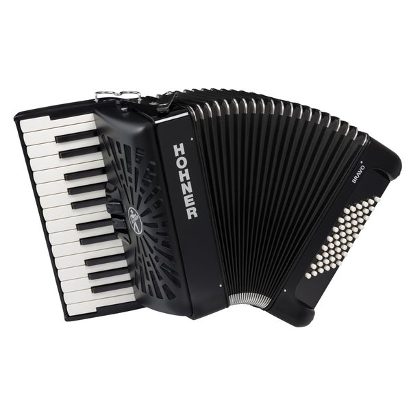 Hohner Bravo II 48 Zwart, Silent Key accordeon