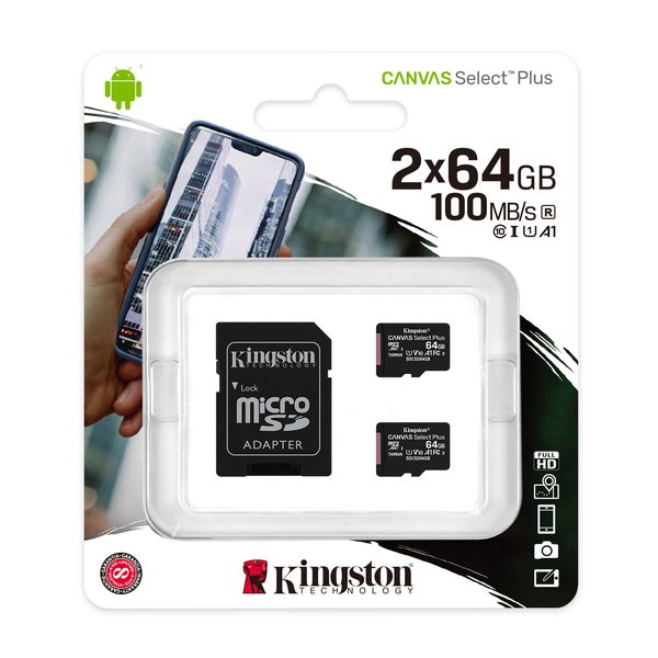 Kingston Canvas Select Plus microSD 2x64 GB + adapter