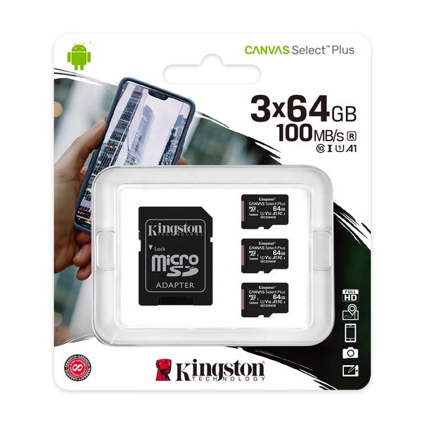 Kingston Canvas Select Plus microSD 3x64 GB + adapter