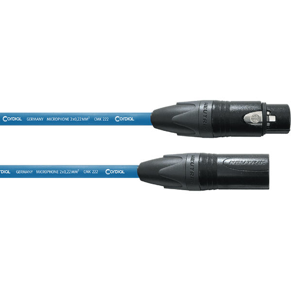 Cordial CPM10FM-BL blauwe kabel XLR (male) / XLR (female) 10 meter