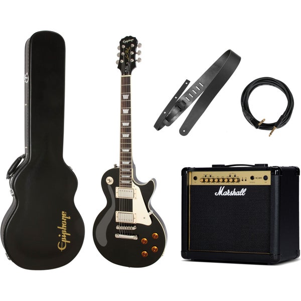 Epiphone Les Paul Standard Ebony + koffer + versterker + accessoires