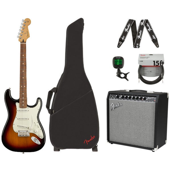 Fender Player Stratocaster Sunburst PF + versterker + accessoires