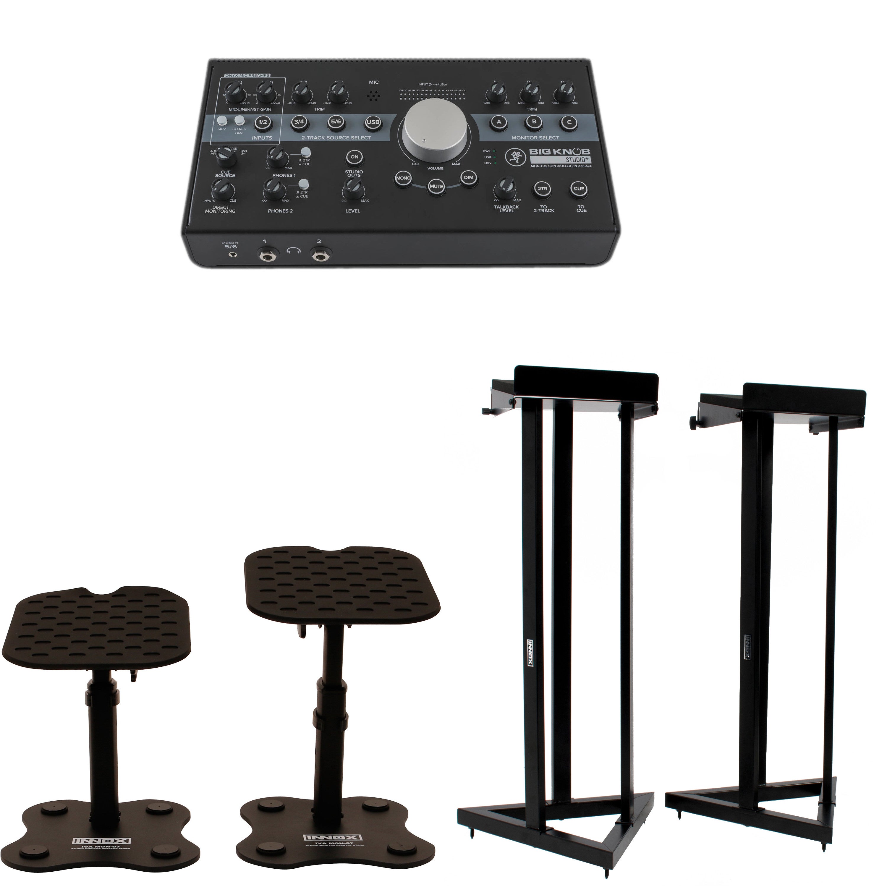 Mackie Big Knob Studio+ + skrivbordsstativ + golvstativ