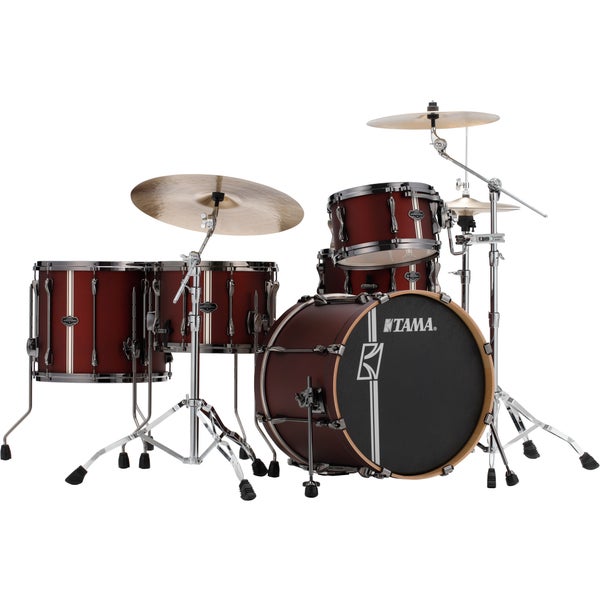 Tama Superstar HD Duo Snare Satin Burgundy Vertical Stripe 4-delige Maple shellset