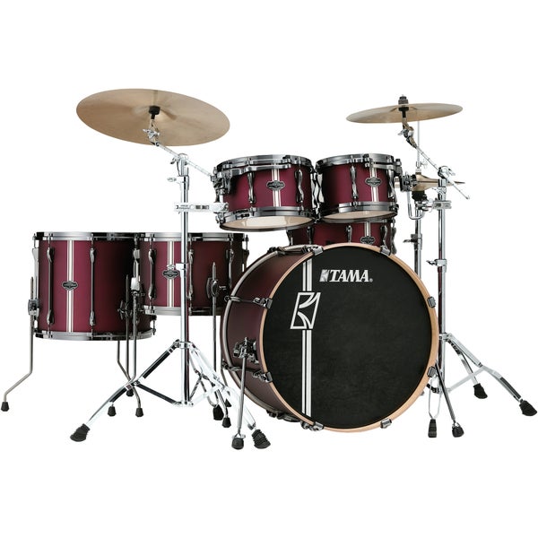 Tama Superstar HD Duo Snare Satin Burgundy Vertical Stripe 5-delige Maple shellset