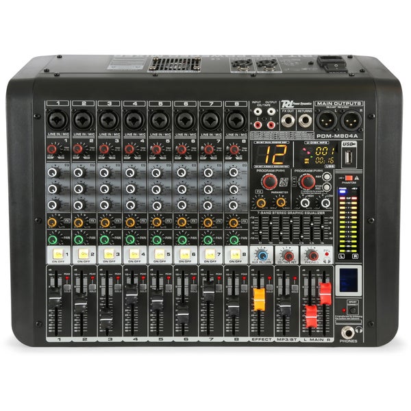 Power Dynamics PDM-M1204A 12-kanaals mixer met ingebouwde versterker