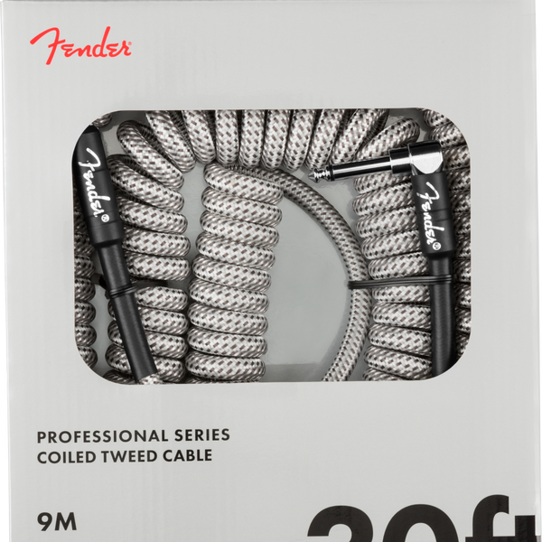 Fender Professional Cables coil cable 9 m wit tweed recht en haaks