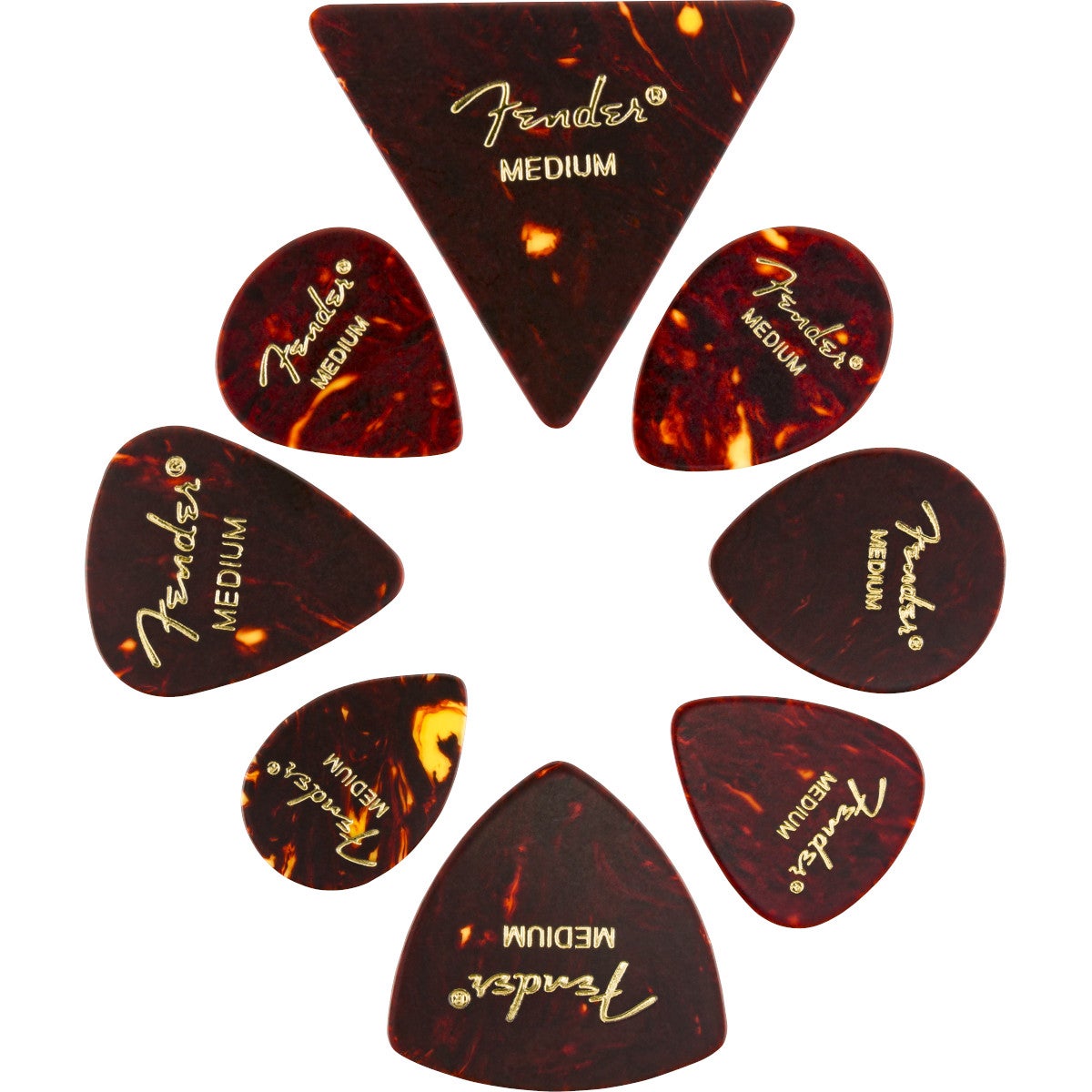 Fender All Shapes Celluloid Medley Tortoise Shell Medium (8 stycken)