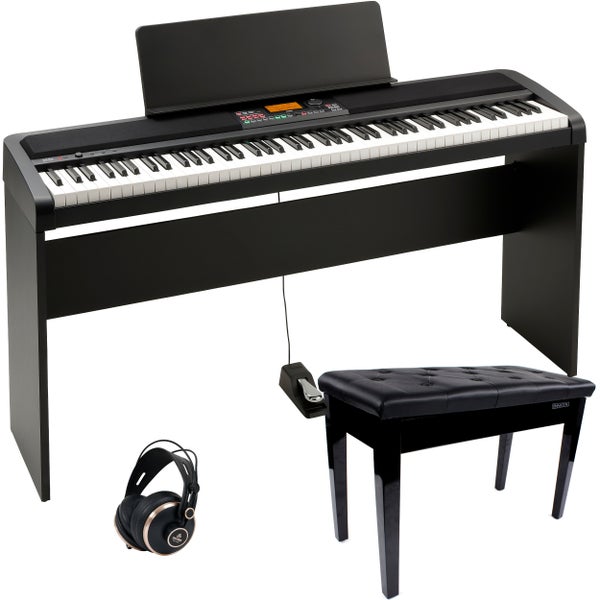Korg XE20 + onderstel + hoofdtelefoon + bank