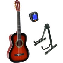 LaPaz 002 SB klassieke gitaar 3/4-formaat sunburst + statief + tuner