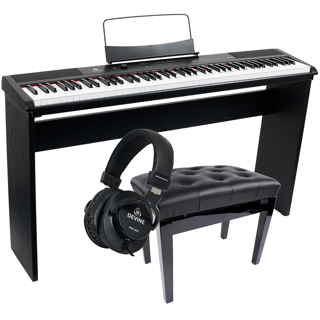 Fazley FSP-200-BK piano numérique noir + stand + banquette piano + casque