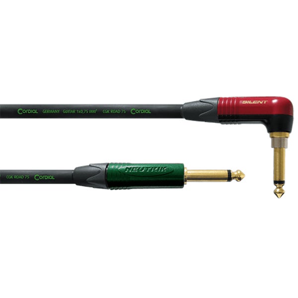 Cordial CRI6RP-SILENT ENCORE 6.3 TS jack silent haaks - 6.3 TS jack recht road kabel 6m