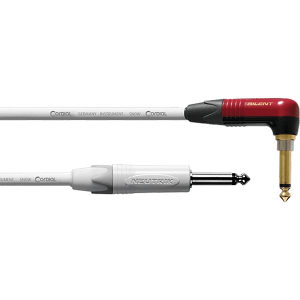 Cordial CXI3RP-SNOW-SILENT ENCORE 6.3 TS jack silent haaks - 6.3 TS jack recht kabel 3m wit