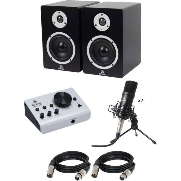 Devine Centro 2i2o recording bundle - monitoren, kabels en 2x microfoons