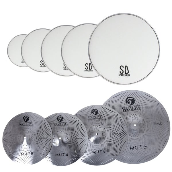 SpareDrum Fusion Set gaasvellen met Fazley Mute bekkenset zilver