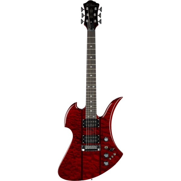 B.C. Rich Mockingbird Legacy STQ Hardtail Trans Red elektrische gitaar met coil tap, reverse phase en varitone