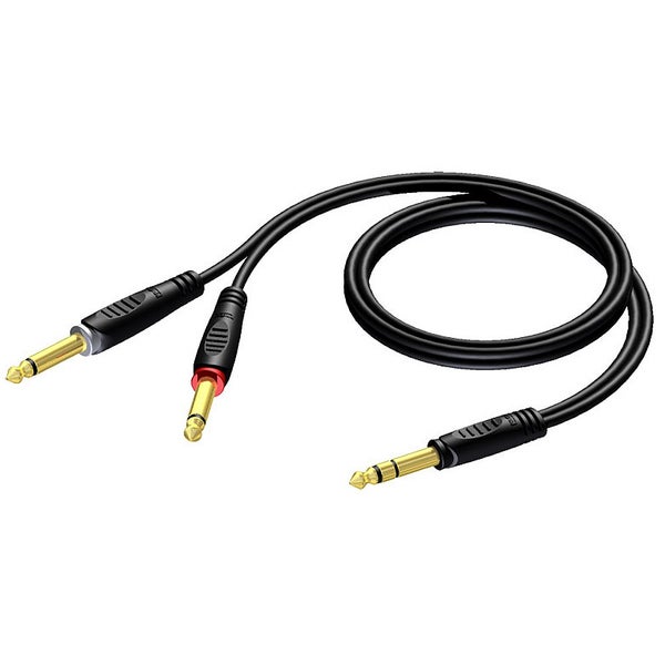 Procab REF721 jack 6.3 stereo - 2x jack 6.3 mono 1.50 meter