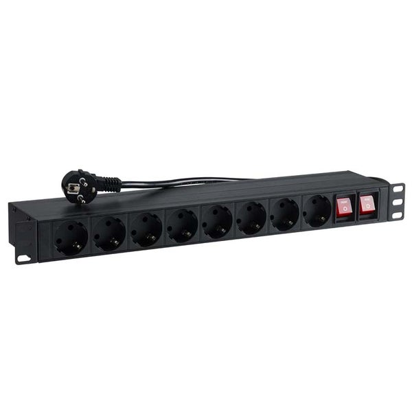 Hilec RG2x8 stroomverdeler 16-voudig 19" rack met beveiliging 16A