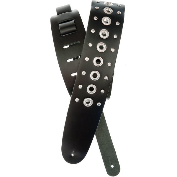 D'Addario 25LGS02 Metal Collection gitaarband met ringetjes en studs zwart