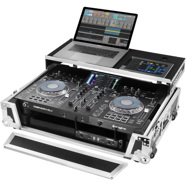 Odyssey FZGSPRIME2 flightcase voor Denon Prime 2 met laptopplateau