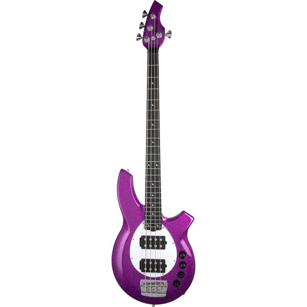 Music Man Bongo 4 HH Fuschia Sparkle elektrische basgitaar met koffer