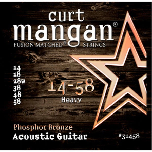 Curt Mangan Phosphor Bronze 14-58 Heavy snarenset voor staalsnarige akoestische gitaar