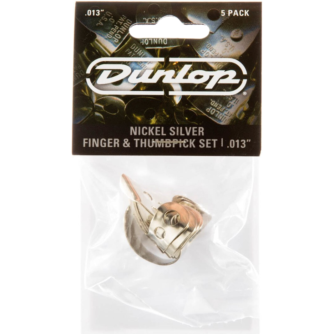 Dunlop 33P013 Nickel Silver Finger & Thumbpicks , 0.013-0.025-inch