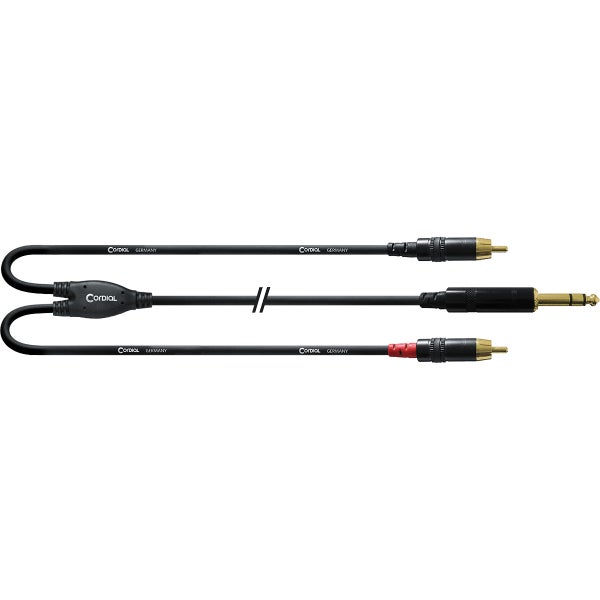 Cordial CFY3VCC Intro verloopkabel 1x 6.3mm TRS jack - 2x RCA 3m zwart