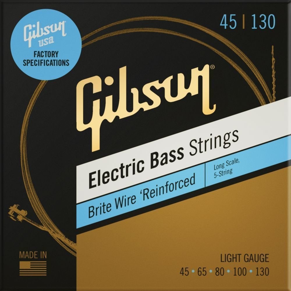 Gibson Brite Wire Reinforced 5-String Long Scale Light Electric Bass Guitar Strings