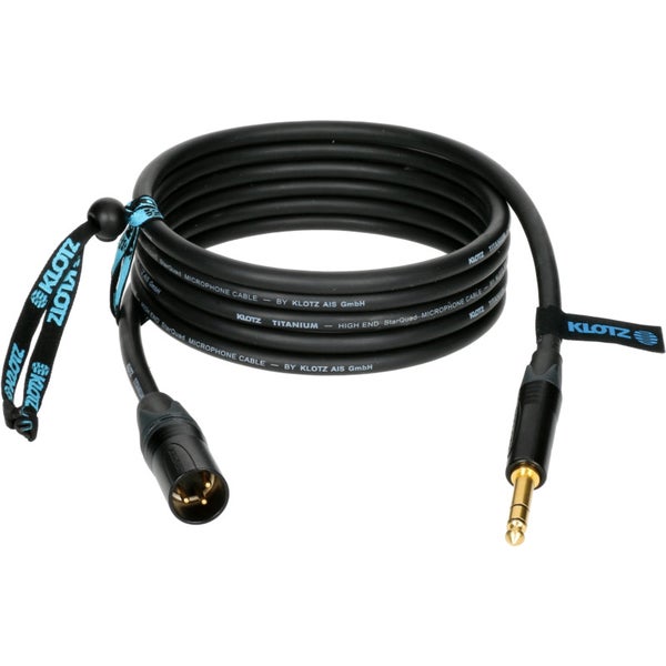 Klotz TI-MMS1000 Titanium Starquad 3p XLR male naar 3p jack 6.35mm 10 meter