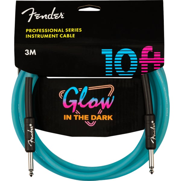 Fender Professional Glow in the Dark jackkabel 6.35 mm recht blauw 3 meter