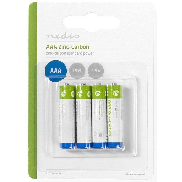 Nedis BAZCR034BL AAA zink-koolstofbatterij  R03 1.5V (4 stuks)