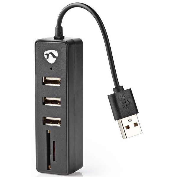 Nedis UHUBCU2320BK USB-Hub 3-Poorts USB 2.0 en SD-kaartlezer