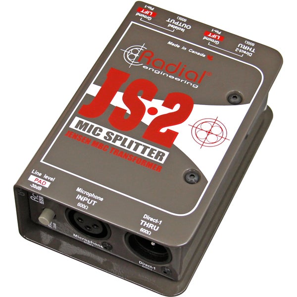 Radial JS2 passieve 2-way microfoonsplitter